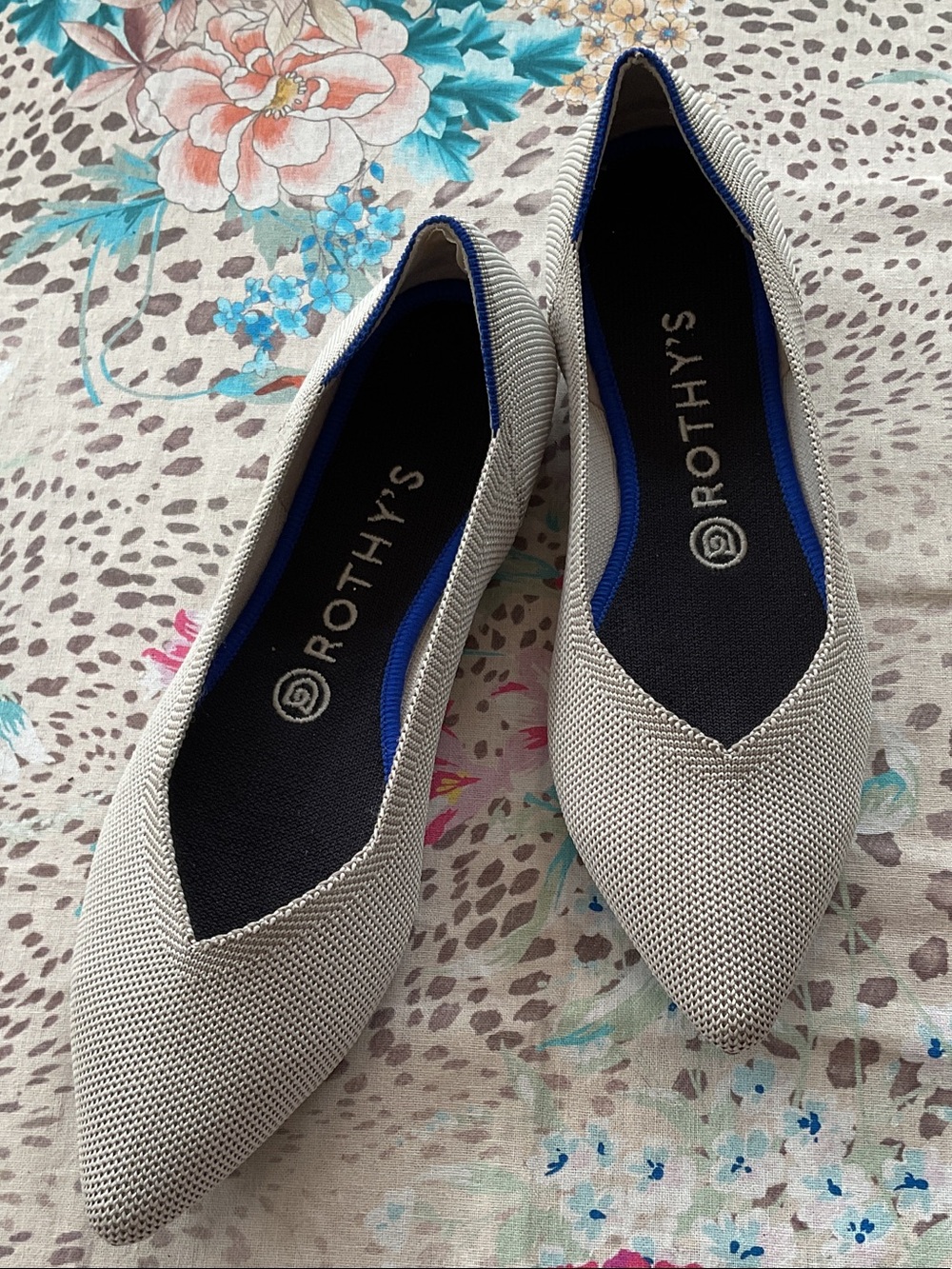 Rothy's The Point Birdseye Taupe Flats